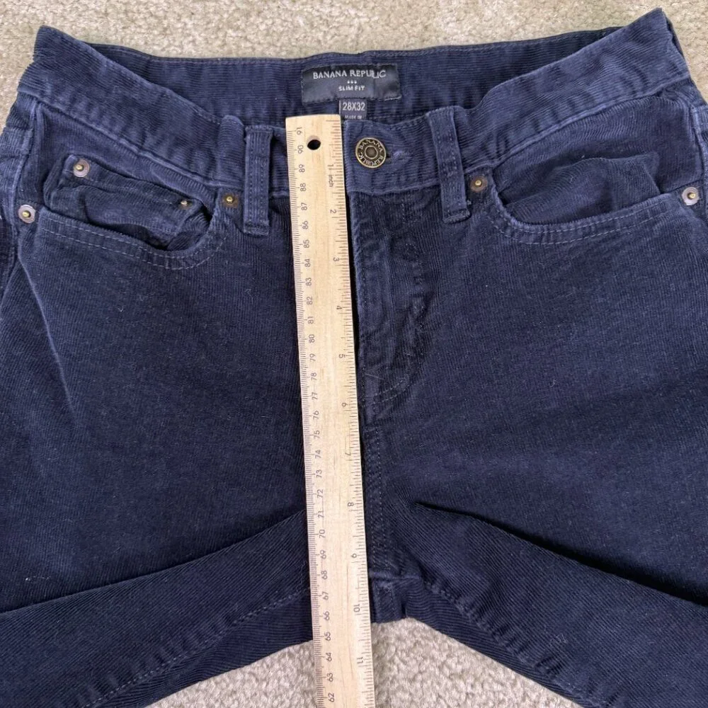 Banana Republic Corduroy Pants Mens Size 28x32 Slim Fit Navy Blue Jeans F228